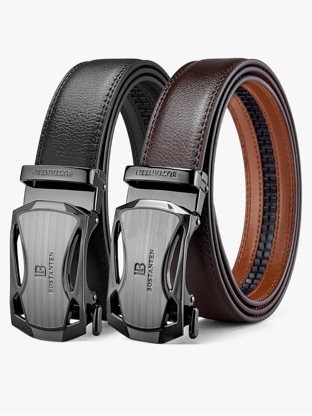 Men's Automatic Dress Belt - Black & Brown Italian Leather